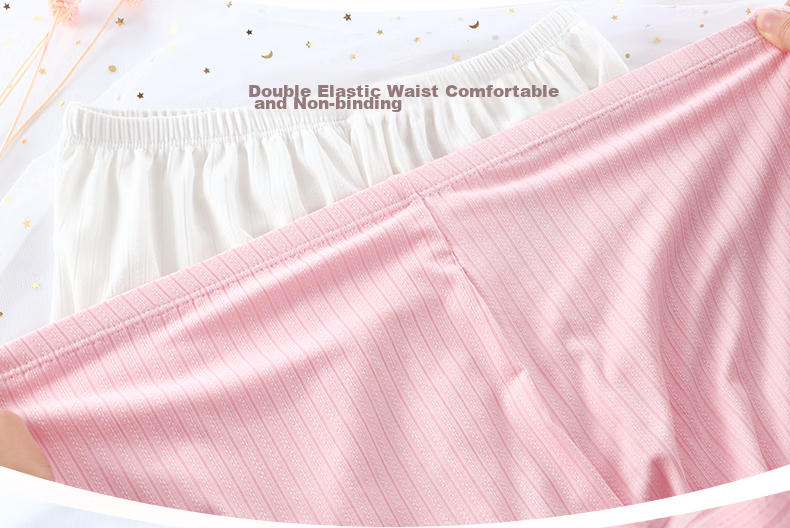 Duomiaowu Girls' Safety Shorts, Anti-Exposure, Summer Thin Ice Silk Children's Underwear, Breathable Baby Boxer Briefs, K00091 White And Black, 140cm (Suitable for 135-145cm) 11