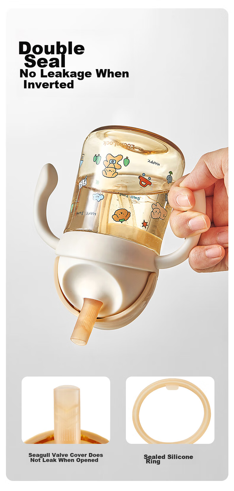 LOCK&LOCK Learning Cup for Babies 6 Months And Above, Straw Cup with Straw, PPSU Bottle, Anti-Choking Water Cup for Children under 1 Year Old in Summer 6