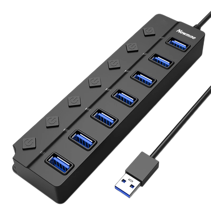 Newmine USB Hub 3.0 High-Speed 7-Port HUB Splitter, Laptop And Desktop Computer Hub Extender Cable Converter, Approximately 1m