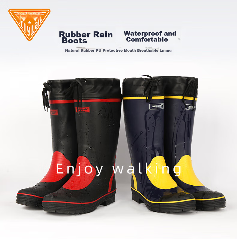 Jolly Walk Water Boots, Rain Boots for Men, High-Top Waterproof Shoes, Long Fishing Boots, Car Washing Waterproof Overshoes, Rubber Shoes JW211 Blue And Yellow 41 2