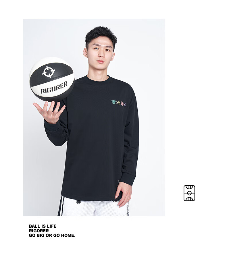 RIGORER Crew Neck Long Sleeve T-Shirt New Autumn Basketball Sports Training Fashion Embroidered Casual Pullover Sweatshirt 17