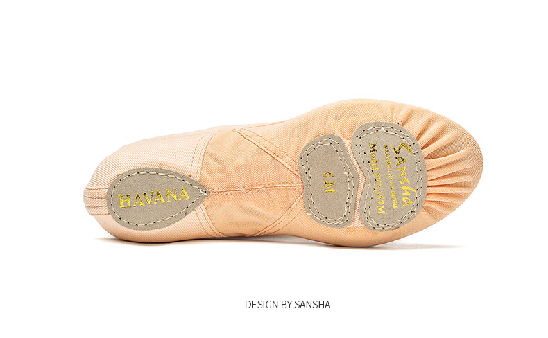 Sansha Adult Ballet Practice Shoes, Elastic Mesh with Leather Sole, Cat Paw Dance Shoes, Breathable Soft Shoes, 357X Meat Size 37 11