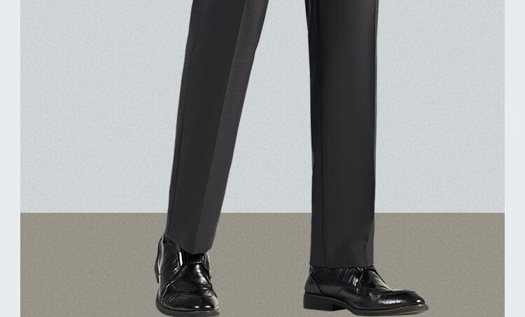 ROMON Men's Wool Business Straight-Leg Dress Pants Spring and Autumn Casual Suit Trousers Work Pants 2