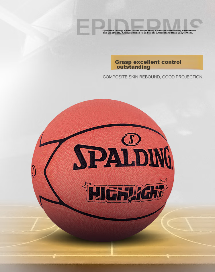 SPALDING Star Basketball Unique 7-Piece Star Formation Man 7 PU Material Highlight Series 77-362Y Fluorescent Orange 2