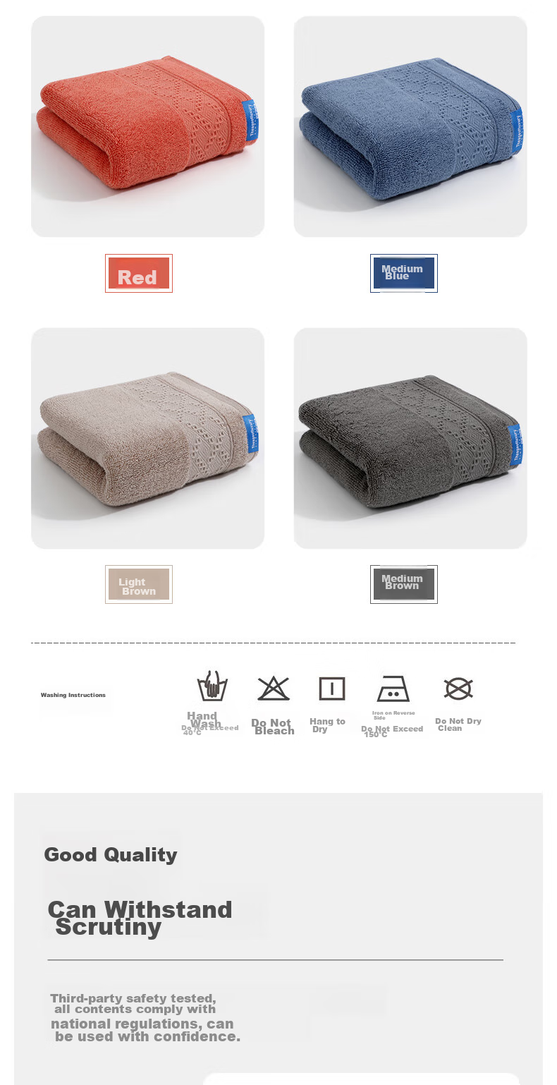 Grace Class A Thick Pure Cotton Xinjiang Long-Staple Cotton Solid Color Bath Towel for Men And Women, Face Wipes, 2-Pack, 100g/piece, Sports 8
