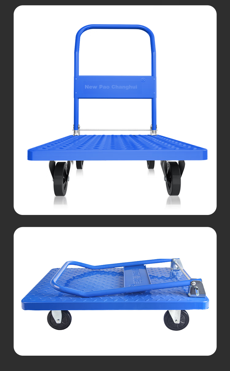 Xinyuechanghui Flatbed Cart, Steel Plate Cart, Small Trolley, Hand Truck, Cargo Transport Cart, Hand-Pulled Cart, Trailer, 90x60cm, Load Capacity 1800 Ji 11