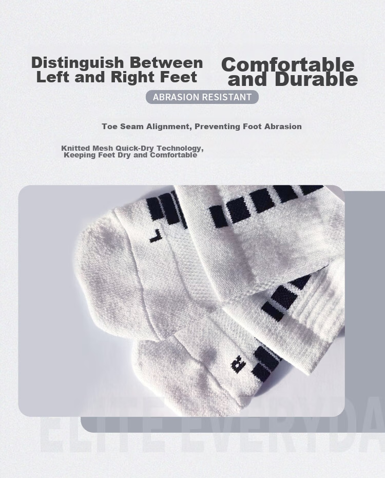 NIKE Elite Mid-Calf Basketball Socks, White Socks (1 Pair), SX7625-100 5