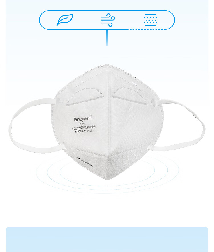 Honeywell KN95 Industrial Dust Mask Anti-Pollution PM2.5 Pollen Flu H910Plus Earloop 10-Pack with Self-Sealing Strip 10