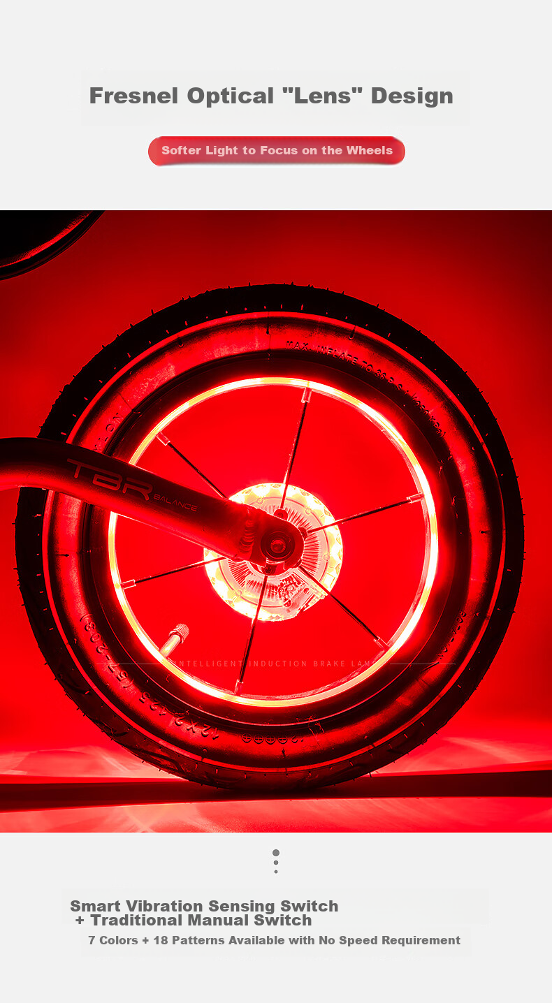 BIKEBROS Bicycle Light, Children's Bicycle Air Valve Light, Wheel Light, Flower Drum Light, Balance Bike Light, Flashing Light, Bicycle Wind Fire Wheel Night Riding Light [Children's Balance Bike Model with Intelligent Sensor] 2