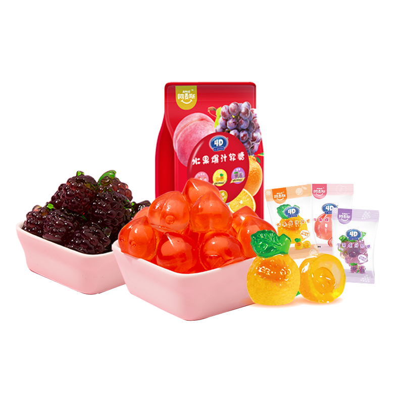 阿麦斯（amos） 爆汁果汁软糖 450g 混合口味 夹心橡皮糖 喜糖 年货年糖 水果糖