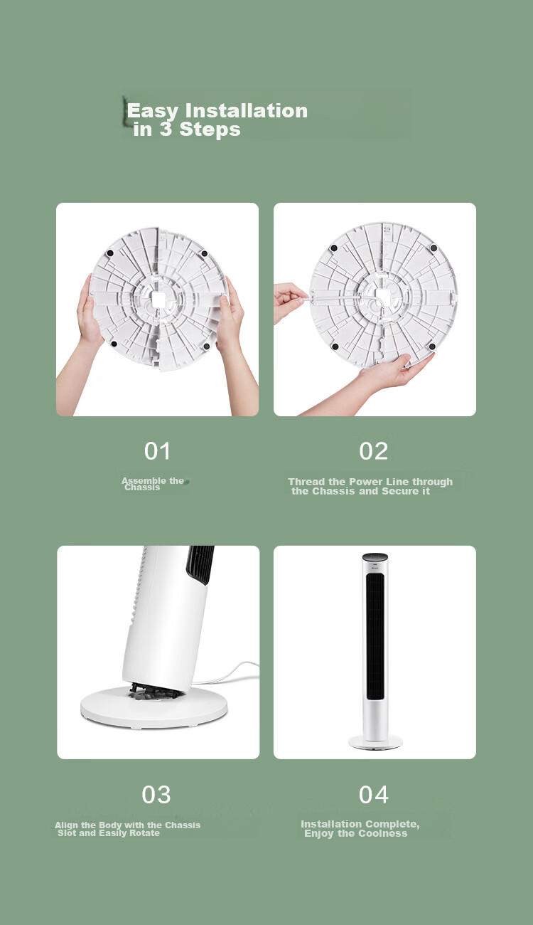GREE [Soft And Gentle] Smart Timer Scheduling On/Off Tower Fan, Electric Fan, Remote Gentle Wind Bladeless Fan, Oscillating Floor Fan, Baby Fan, Remote Control Tower Fan FL-08X61Bg 7