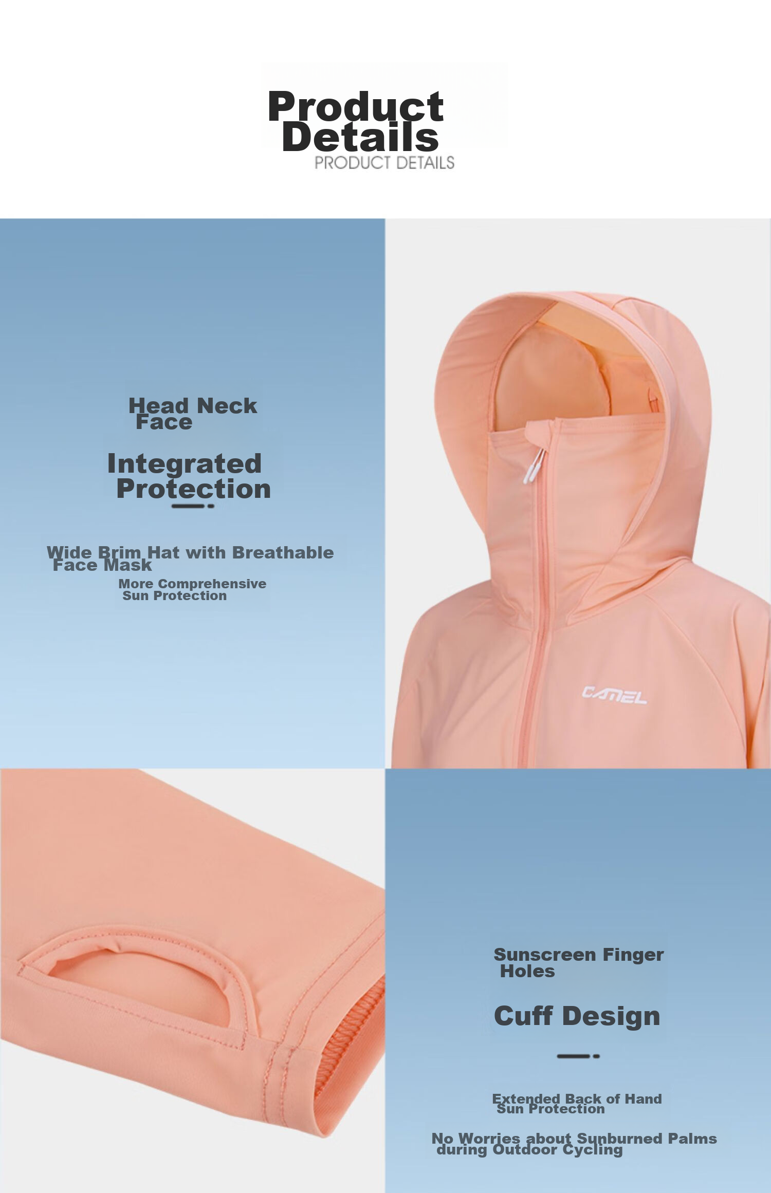 CAMEL Women's Sun Protection Clothing for Spring And Summer, UV Protection UPF50 Outdoor Short Skin Coat A0S142120 14