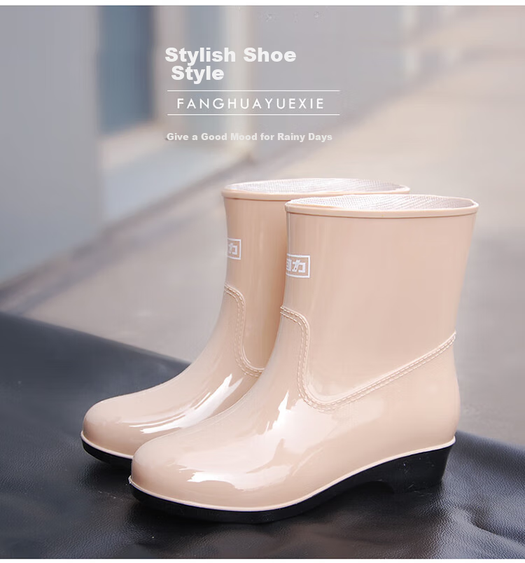 Warrior Rain Boots for Women, Mid-Calf Height, Waterproof, Non-Slip Rubber Shoes, Wear-Resistant Rain Boots HL52S Khaki Size 39 1