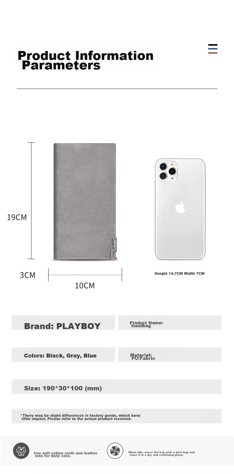 PLAYBOY Men's Large Capacity Wallet, Long Casual Portable Multifunctional Clutch, Multi-Card Holder, Birthday Gift 11