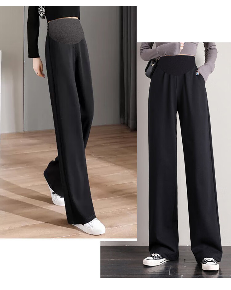 JOYNCLEON Maternity Pants, Summer Women's Wide-Leg Casual Trousers, Leggings, Thin Style, Plus Size, Black L, Jyk152328 15