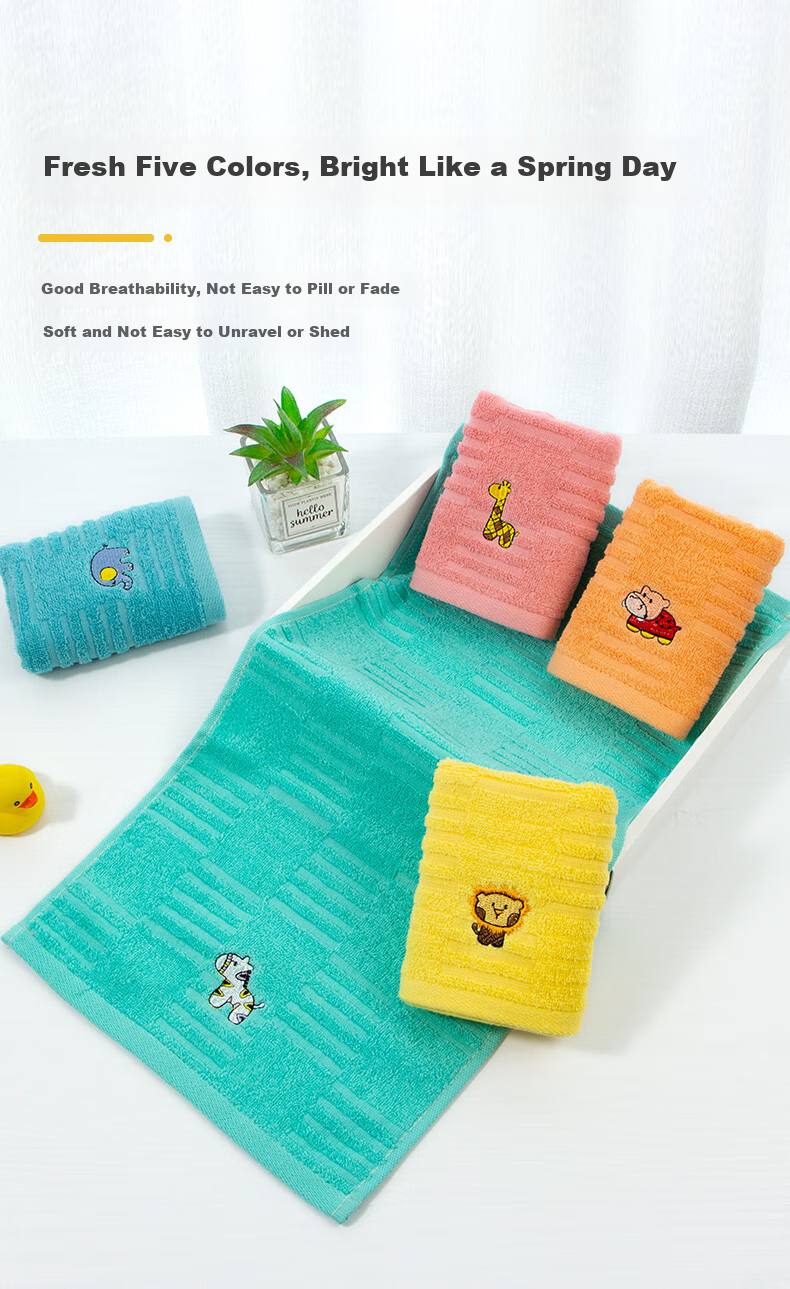Grace Pure Cotton Towels, 5-Pack, Xinjiang Cotton Grade A, Children's Face Towels, Soft Cartoon Baby Wipes for Home And Sports Use 14