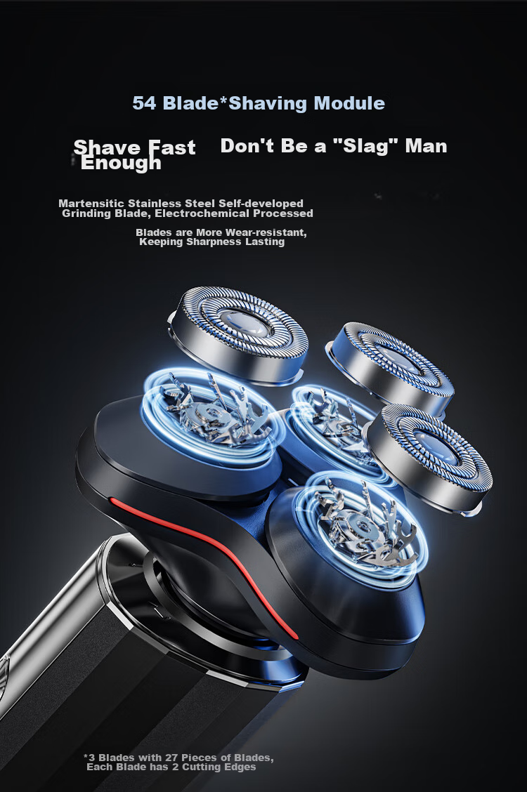 JD Original Three-Head Shaver Portable Model, Long Battery Life Electric Razor, Electric Beard Trimmer, Rotating Shaver, Washable, Birthday Gift for Dad Or Boyfriend 5