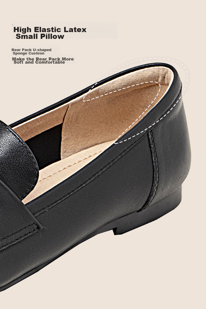 COMELY Women's Slip-On Loafers, Autumn New Style Mall Version, Lightweight Comfortable Commuter Leather Shoes, Black, Size 33 7