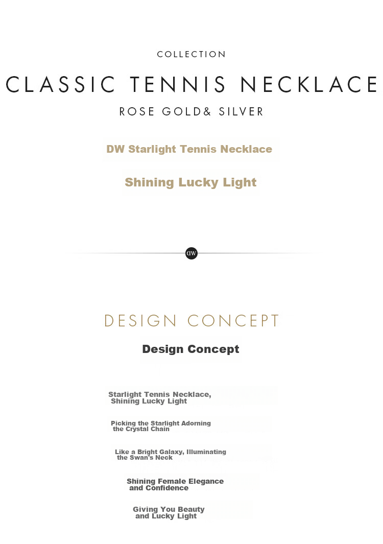 DanielWellington DW Necklace for Women, Starlight Tennis Moonlight Silver Collarbone Chain DW389 Birthday Gift for Girls 2