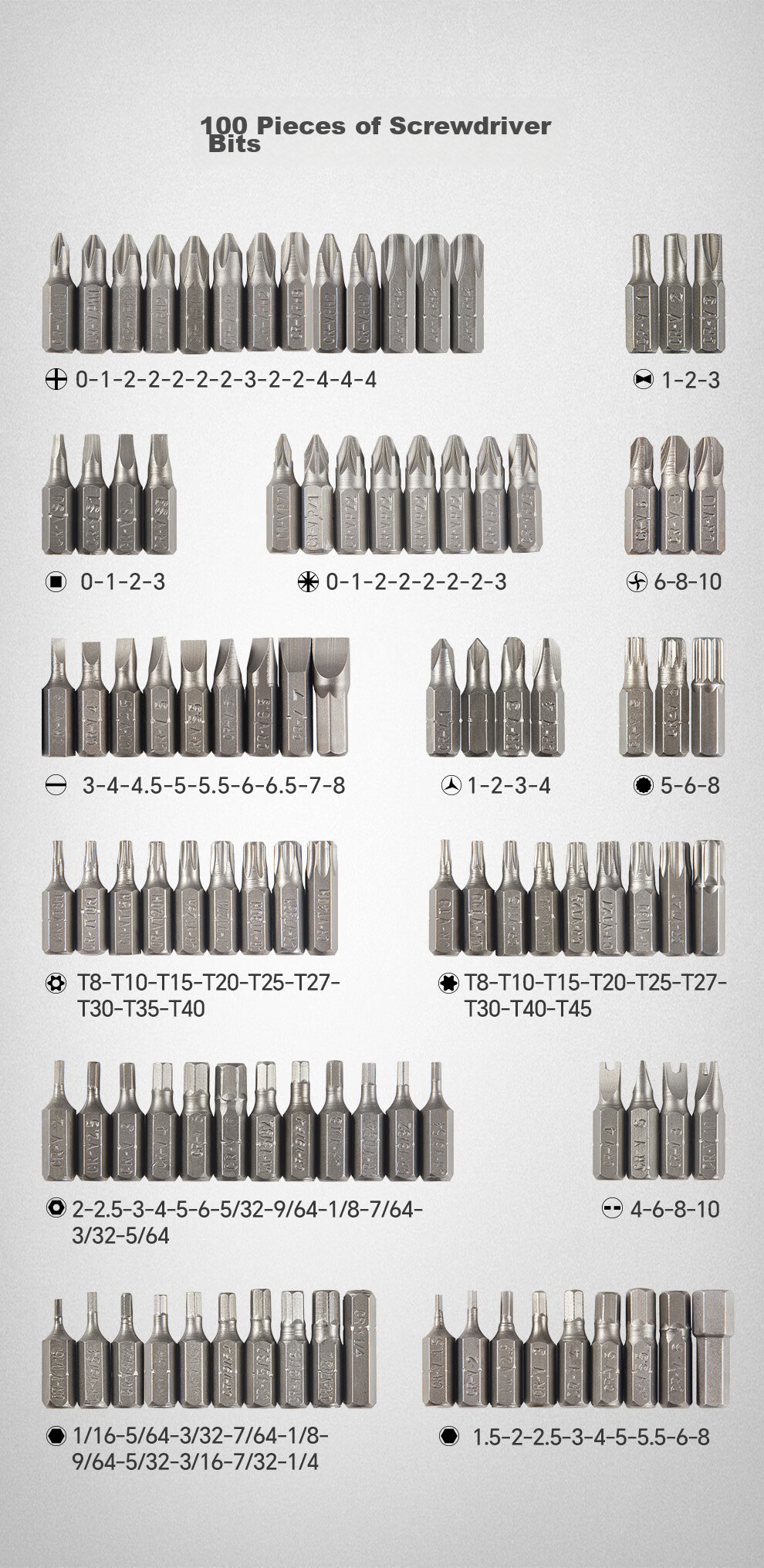 MASTERPROOF Electric Screwdriver, 6.35mm Screwdriver Bit Set, Hexagon, Torx, Special-Shaped Ratchet Wrench, Electric Screwdriver Bit, Short 6