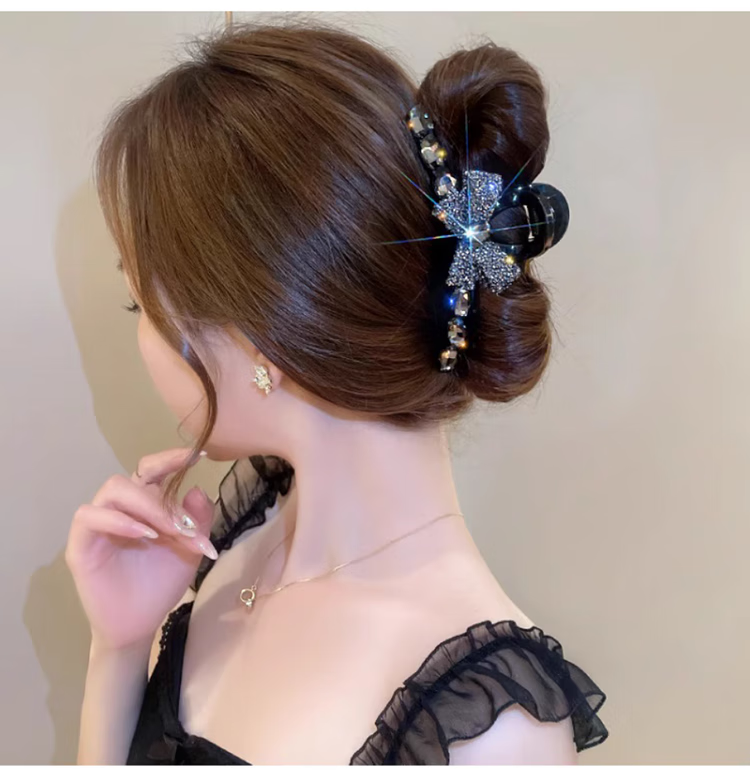 YeFeiLi Korean Style Bowknot Hair Clip Shark Clip for Women High-End Hair Accessories New Bun Hair Ornament 3