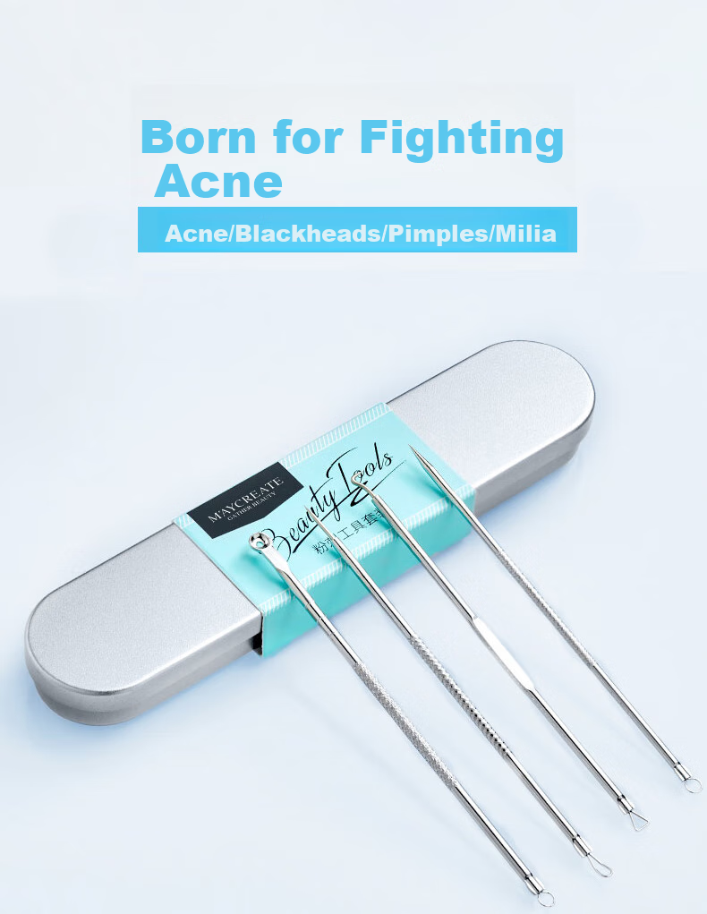 Jianmeichuangyan Double-Ended Stainless Steel Blackhead Extractor Set, 7-Piece Kit, Acne Removal Tool, Pimple Popper, Comedone Remover, Cell Extractor 1