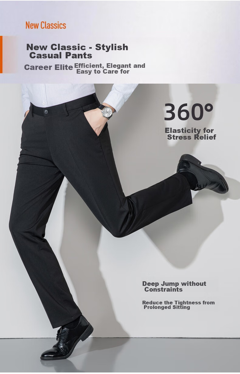 ROMON Men's Dress Pants, Spring And Autumn Professional Business Casual Loose Straight-Leg Trousers, Versatile Long Pants XK903 2