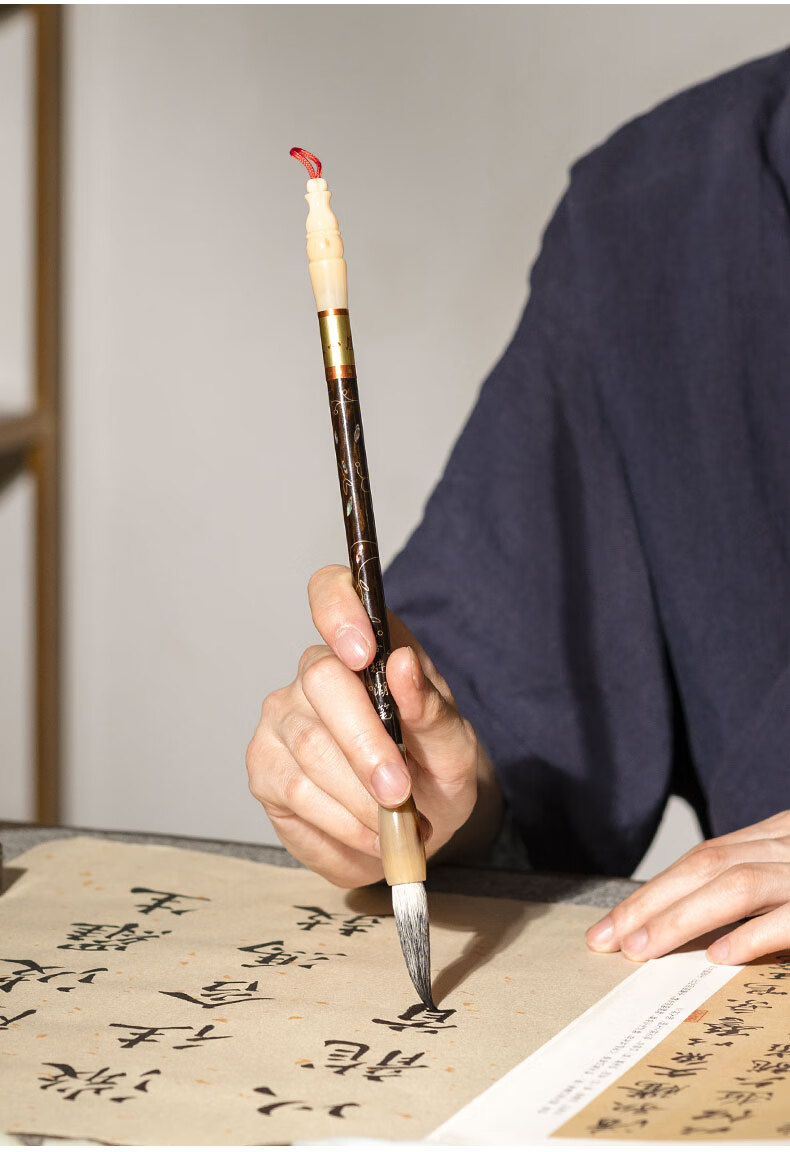 Zhang Xiaofeng Calligraphy Brush Set with Sheep And Wolf Hair Brushes, Four Treasures of The Study, Soft Brush, Creative Vintage Gift Box, Holiday Gift [Two Brushes of Jiuge] 2