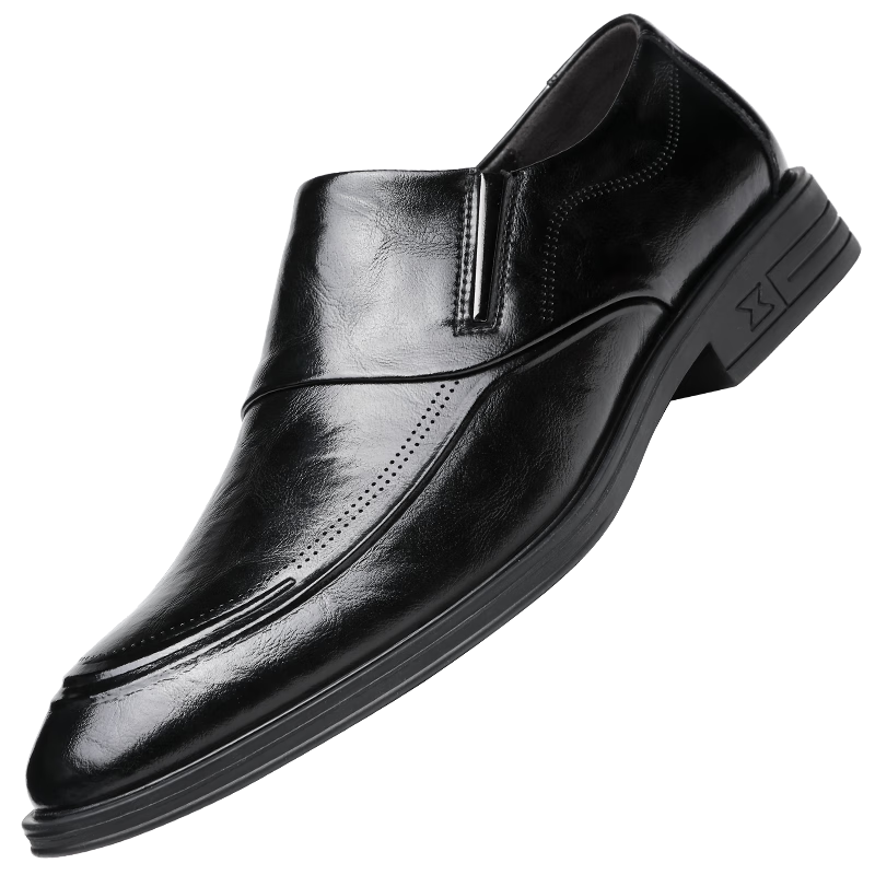 CARTELO British Business Men's Leather Shoes, Breathable Cowhide Men's Shoes, Casual Leather Shoes, Slip-On Loafers, 9832 Black, Size 42