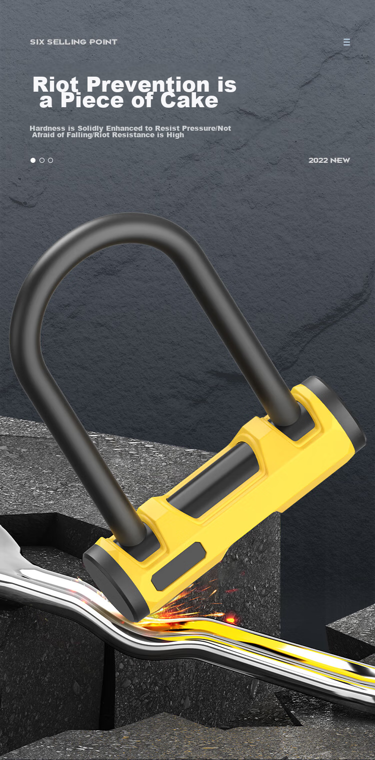 Move Iron Electric Bicycle Lock, U-Shaped Lock for Mountain Bikes And Motorcycles, Universal Anti-Theft Lock, Hydraulic-Resistant And Pick-Proof Bike Lock, Cycling Equipment Accessory 8