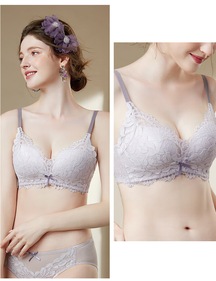 Moonbadi Women's Bra Set for Small Breasts, Push-Up, Wireless, Lift, Sexy Lace Side Support Bra for Side Boob Reductio 13
