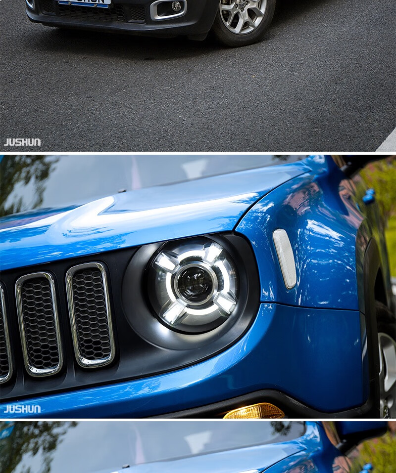 专用jeep吉普自由侠改装大灯总成led日行灯双光透镜氙气大灯总成大灯