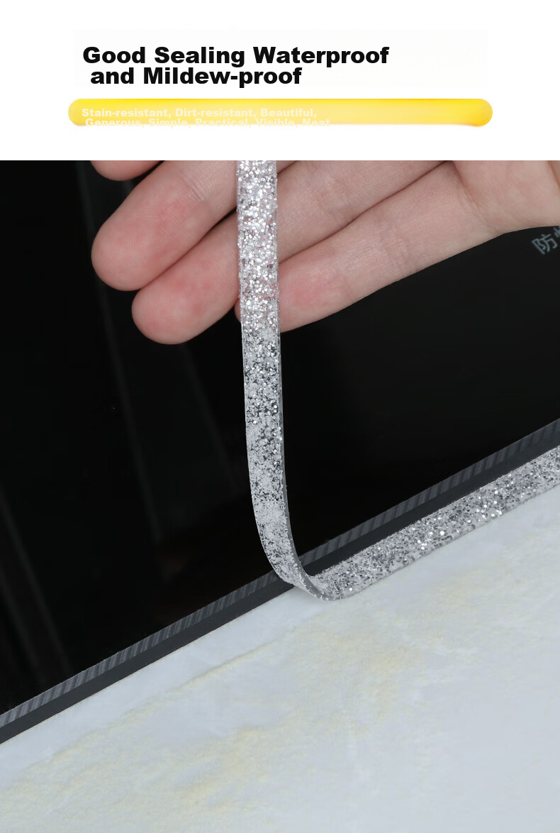 Mileqi Tile Gap Sealing Strip, Kitchen Sink Stove Floor Gap Adhesive, Waterproof Mold-Proof Moisture-Resistant, Water-Resistant No-Curling Edge, Strong Adhesion, Pearl Black, 8mm Wide * 6m Long * 1 Roll 11