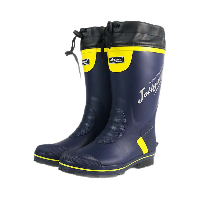 Jolly Walk Rain Boots for Men, Waterproof Non-Slip Wear-Resistant Water Shoes, Outdoor Fishing Boots JW211TQ Blue And Yellow Size 40