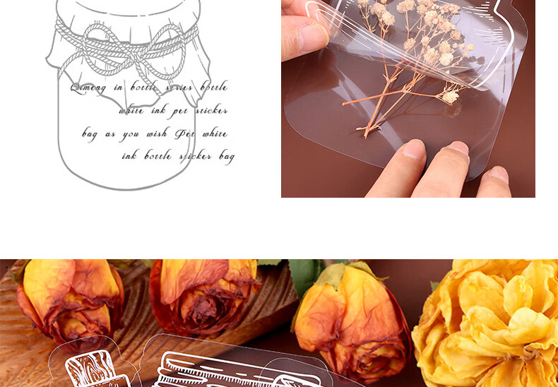 TaTanice Dried Flower Bookmarks, 20 Pieces, Graduation Season Gift, Handmade DIY Plastic Laminating Film Stickers, Transparent Small Bottle Dried Flower Bookmarks, Wandering Bottle Traces Birthday Gift Companion Gift 12