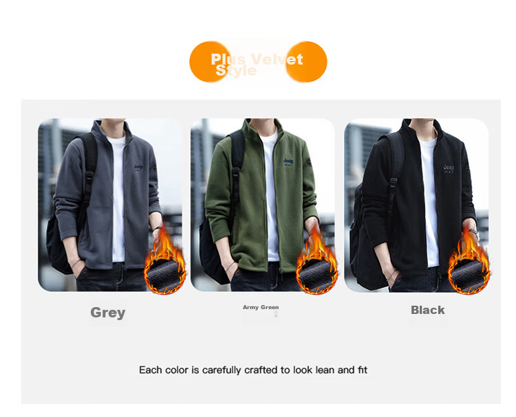 JEEP SPIRIT Men's Jacket, Zip-Up Sweatshirt, Autumn Menswear, Long-Sleeve Loose Casual Trendy Fleece Clothing 8