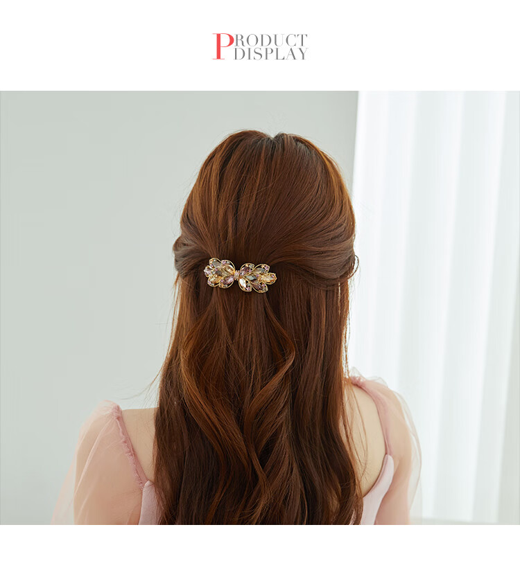 CHIMERA High-End Crystal Hair Clip for Women, Elegant Barrette, Back of Head Spring Clip, Straight Clip, Mid-Autumn Festival Gift 7