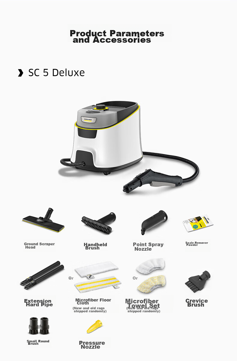 KARCHER German Steam Mop, Household High-Temperature Steam Cleaner, Kitchen Range Hood And Whole-House Cleaning Machine, Floor Washer with Temperature Display, Sterilization And Dust Mite Removal SC5D 18