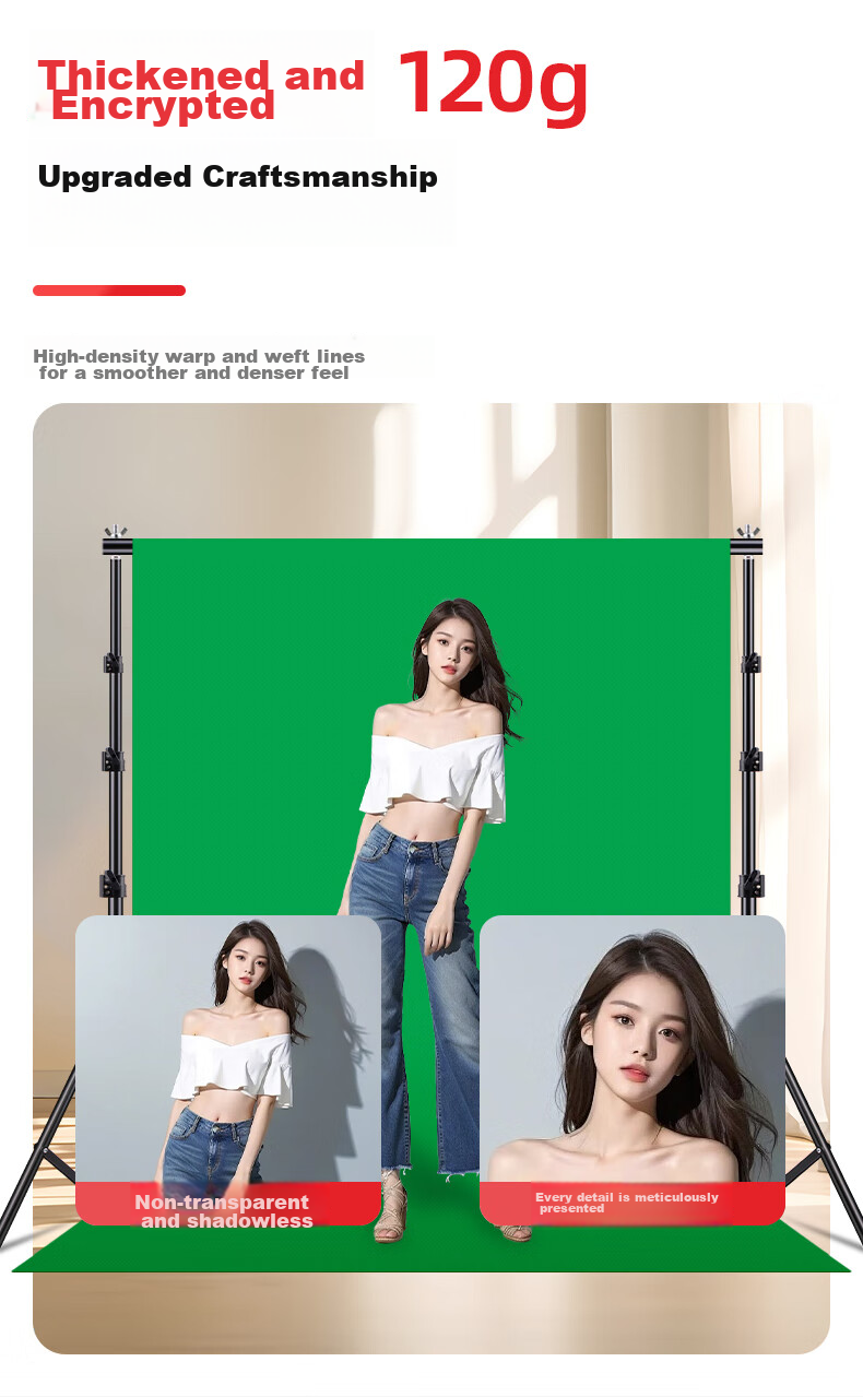 LATZZ 3*4 Meter Professional Live Streaming Green Screen Backdrop Cloth, Chroma Key Cloth, Thickened Solid Green Cloth Background, Photography Cloth, Video Recording Green Screen, Portable Green Cloth 8