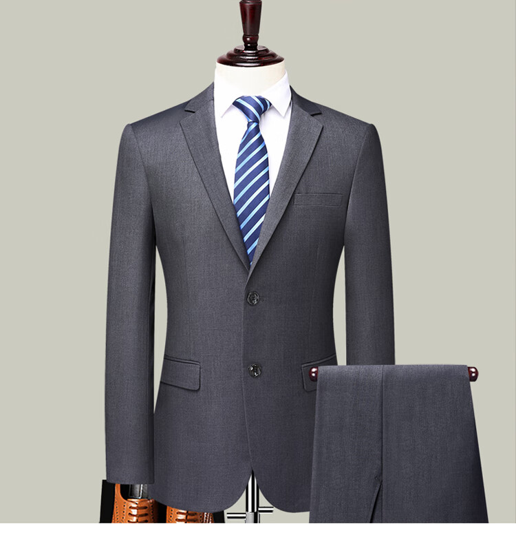 ROMON Men's Business Slim Fit Suit Set Single Button Black XL Groom Best Man Formal Wear 3