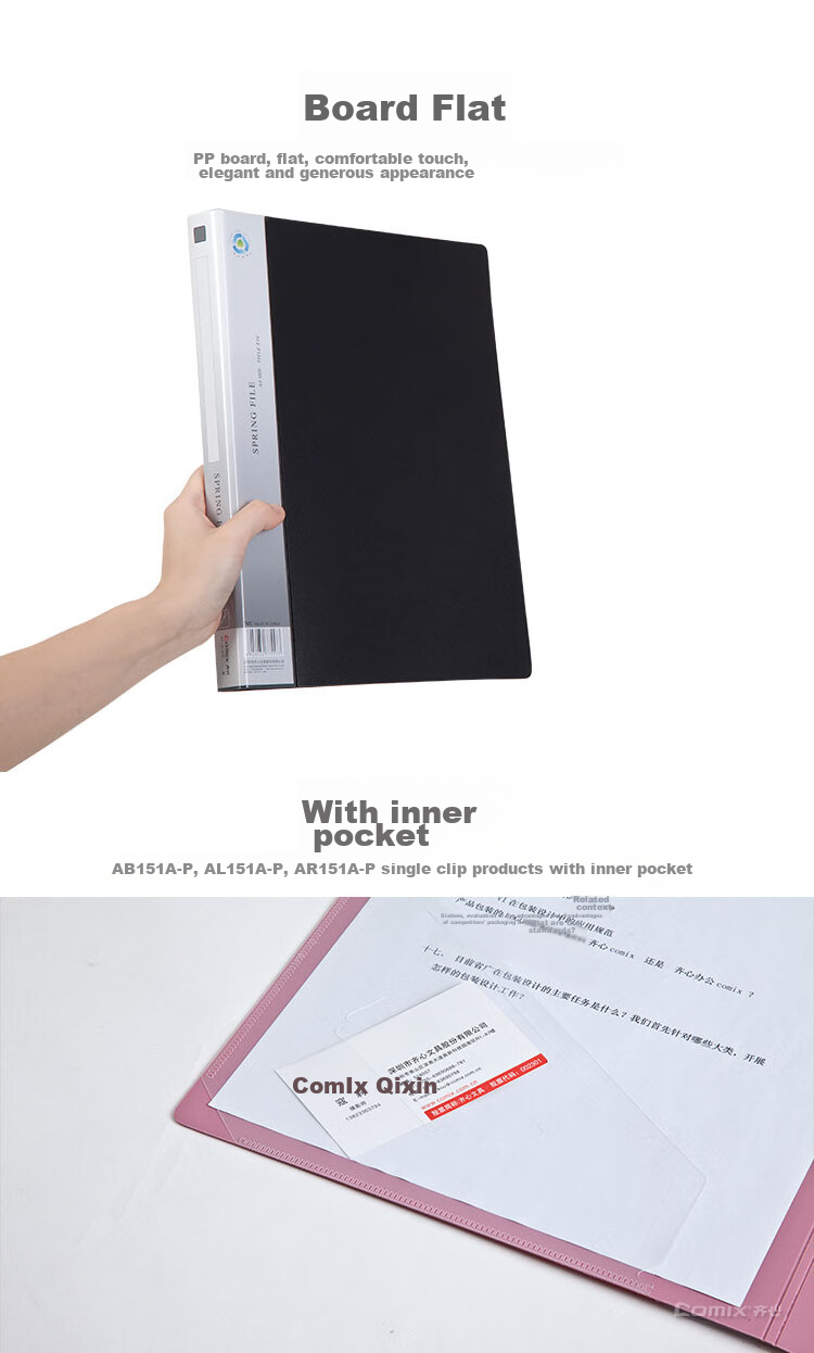 COMIX AB151A-W Thick File Folder/document Holder/double Strong Clip A4, Blue 5