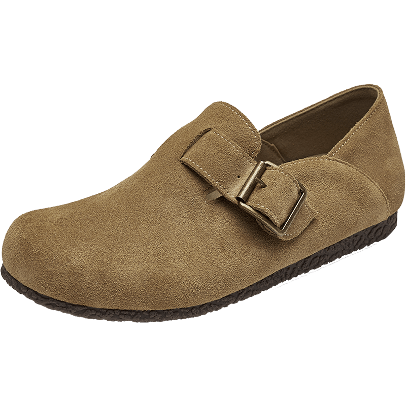 Yierkang Women's Slip-On Round Toe Closed-Toe Flat Birkenstock Style Spring And Autumn Women's Flats 26790W Khaki 37