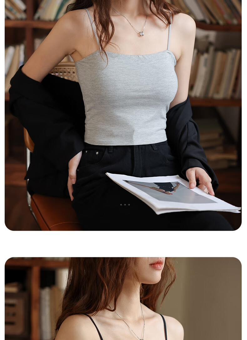 LangSha Women's Camisole Tank Top with Built-In Bra Pads, Sexy Backless Vest, Inner Wear, One-Piece Camisole 21