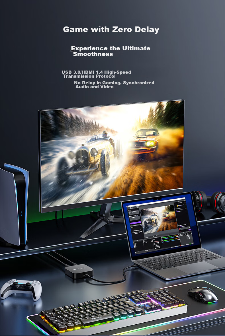 Acasis Video Capture Card, 4K 30Hz Loop-Out Low Latency, Suitable for Sony Canon Cameras, DJI Switch/PS5/NS Computer Games, Live Streaming, Douyin Recording, VC-005 9