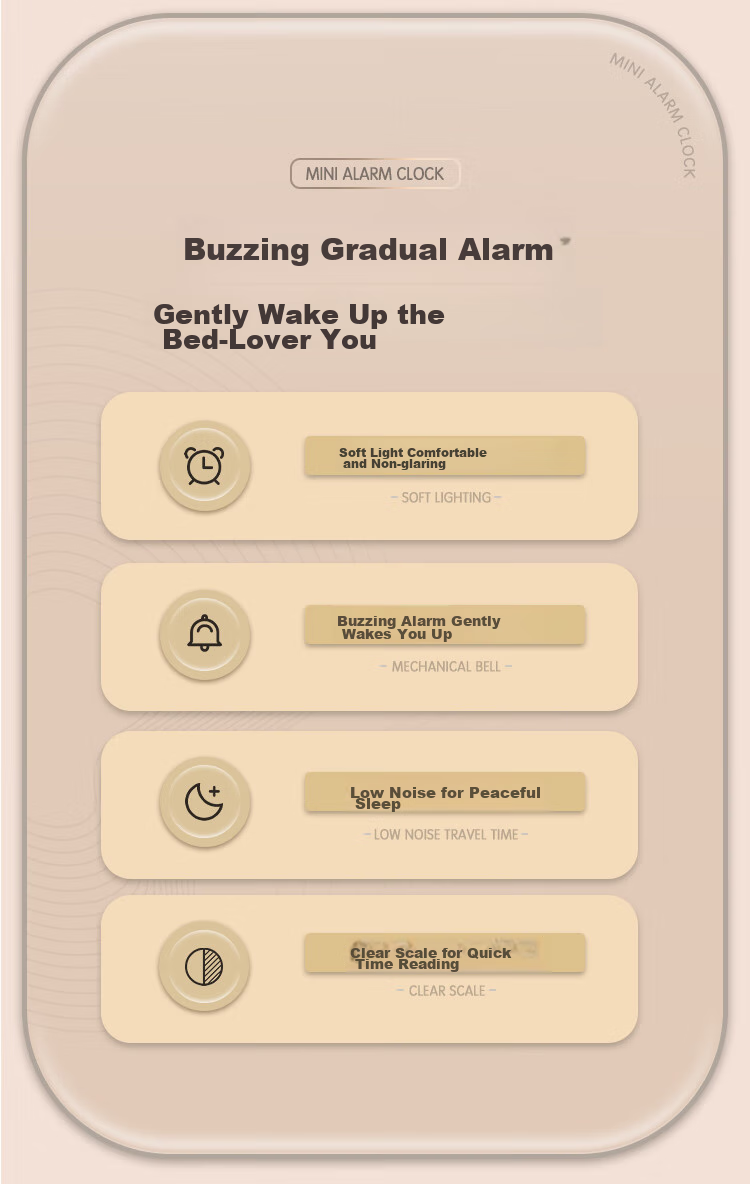 Deli Simple Buzzer Gradual Alarm Clock, Low Noise Student Alarm with Soft Lighting, Family And Office Alarm Clock, White LE300-WH Back-To Gift 3