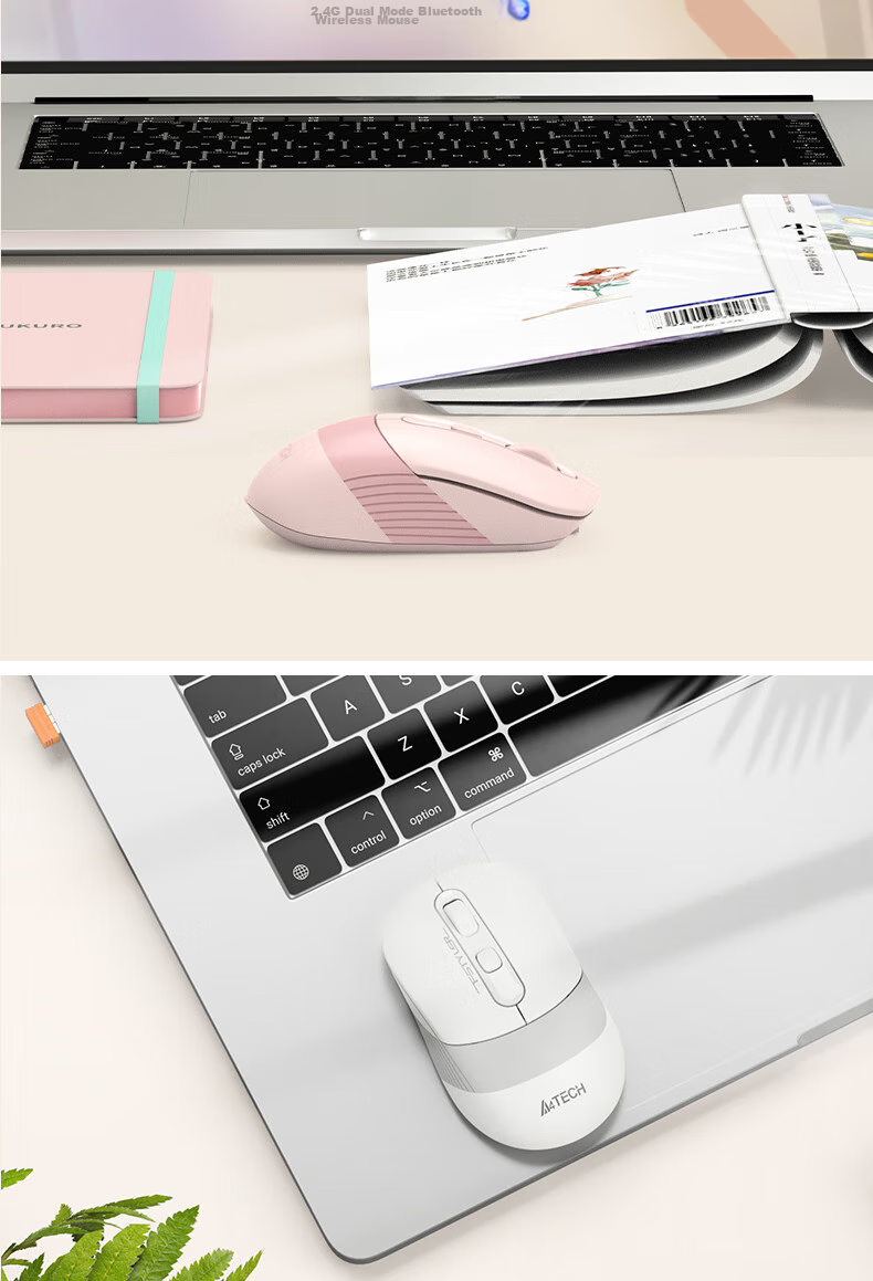 A4TECH FB35CS, Right-Handed, Bluetooth Mouse, Wireless Rechargeable Office Mouse, Fei Shidai Silent Mouse, Silver Gray White, Bluetooth/wireless 12