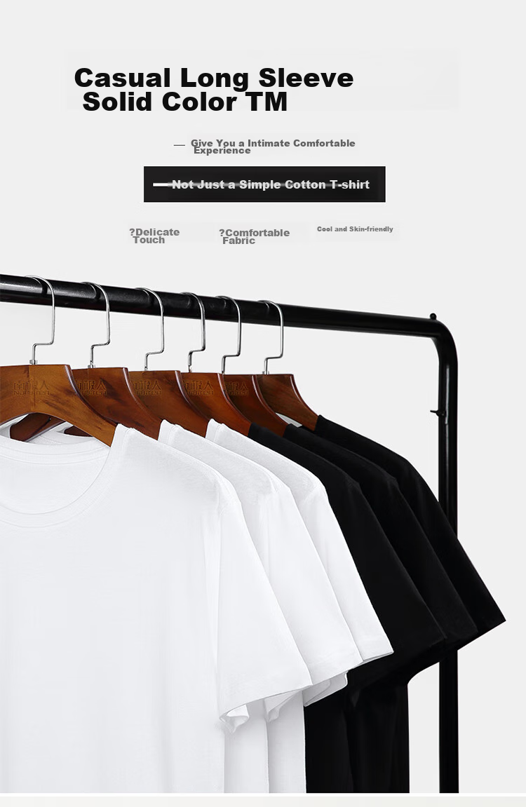 Nanjiren Men's Summer Heavyweight Pure Cotton Short Sleeve T-Shirt Basic Casual Solid Color Half Sleeve Top 2