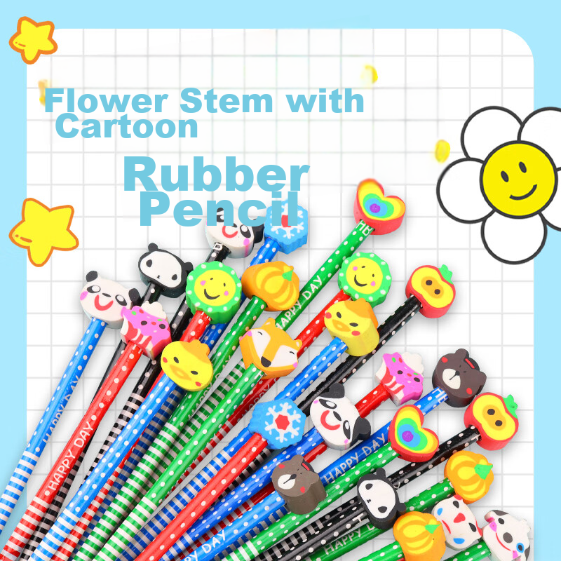 Touch Fish 20-Pack Children's Cartoon Pencils with Erasers, Creative Cute Reward Gifts for First Grade Elementary School Students And Kindergarten, Random Patterns