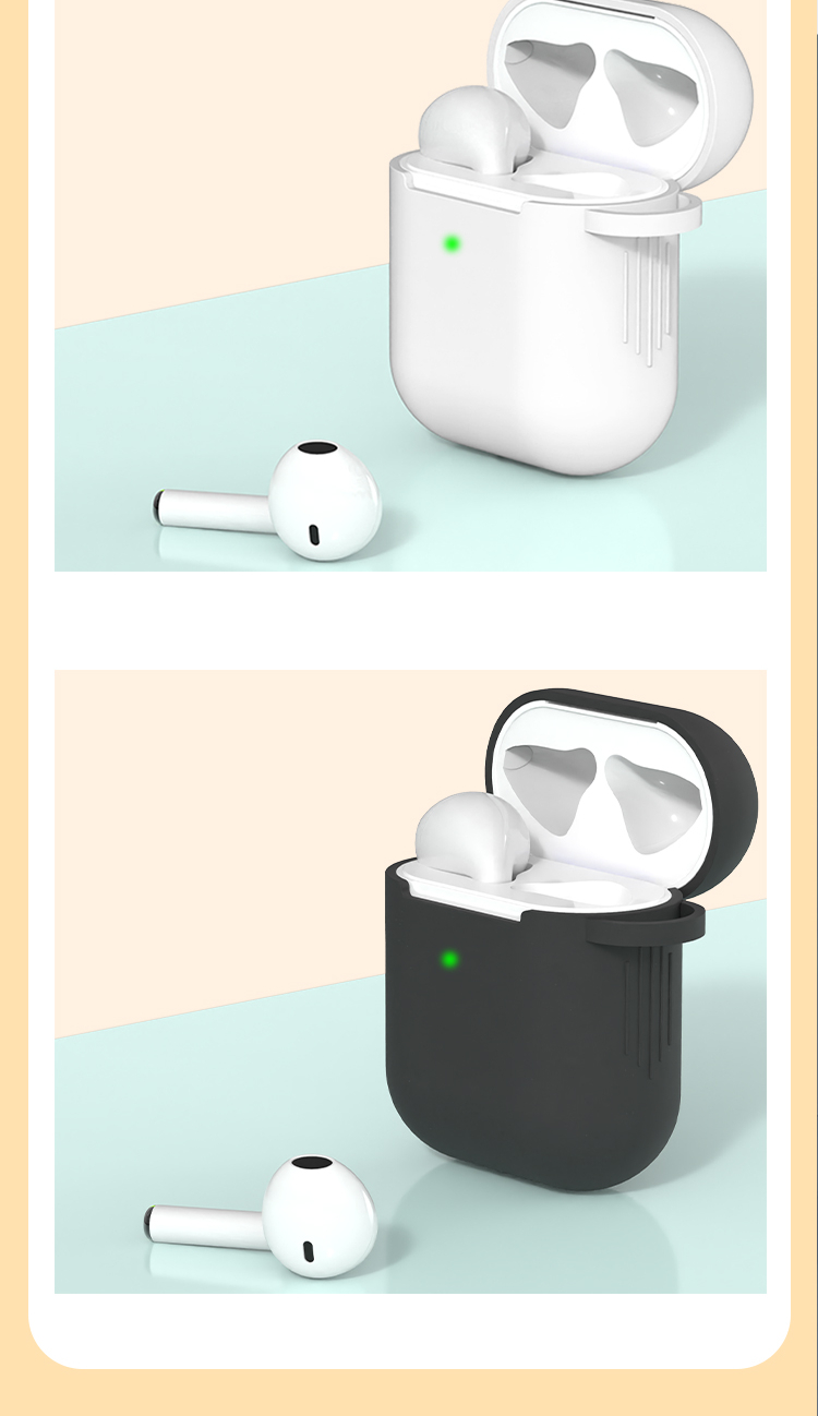 ESCASE AirPods Case for First And Second Generation, Apple Wireless Bluetooth Earphone Case, Silicone Ultra-Thin Frosted Anti-Slip Shockproof Cover with Hook Storage Box, Black 8
