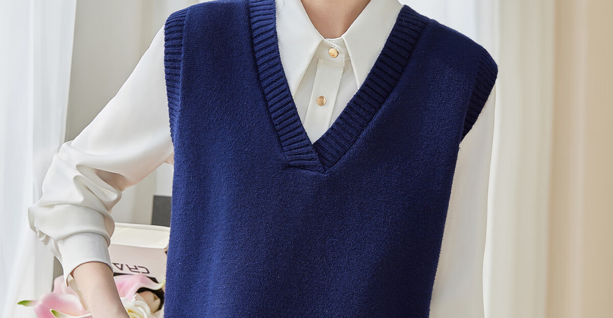 PinCai Knitted Vest for Women, V-Neck Sweater, Sleeveless Cardigan, Loose-Fitting Top P137Z5837 56